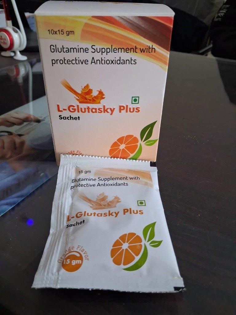 L-Glutasky Plus Box and Sachet Packaging